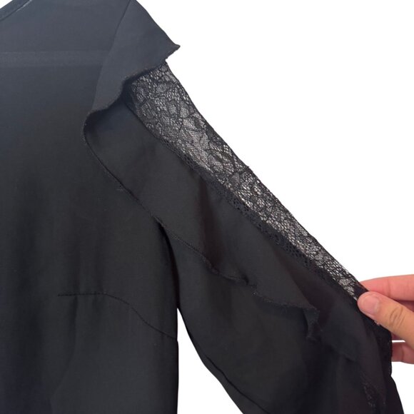 Camaieu black ruffled and lace sleeve blouse size S - Picture 4 of 8